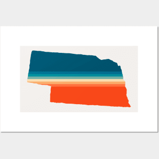 Nebraska State Retro Map Posters and Art